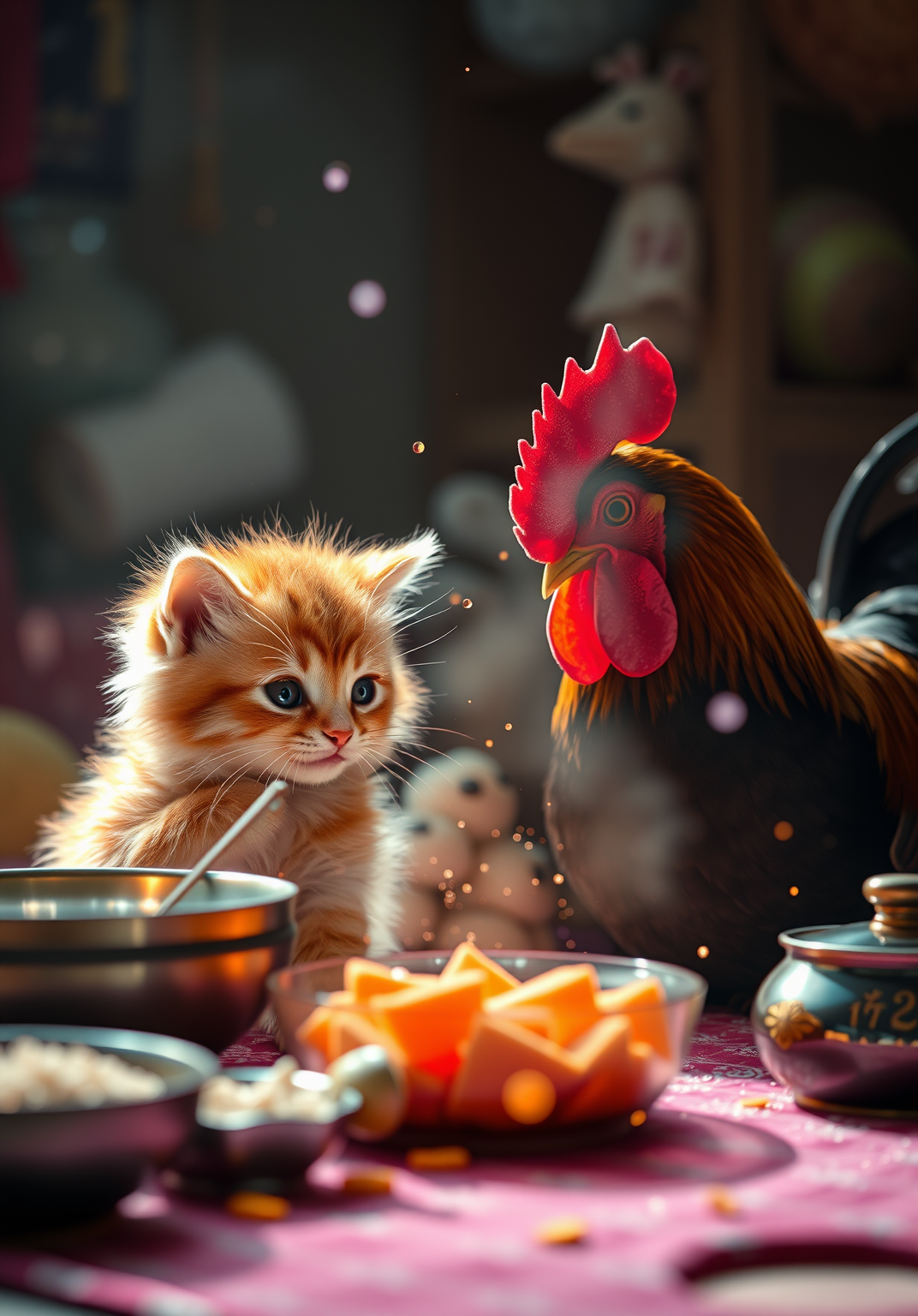Котик і півник готують WOK