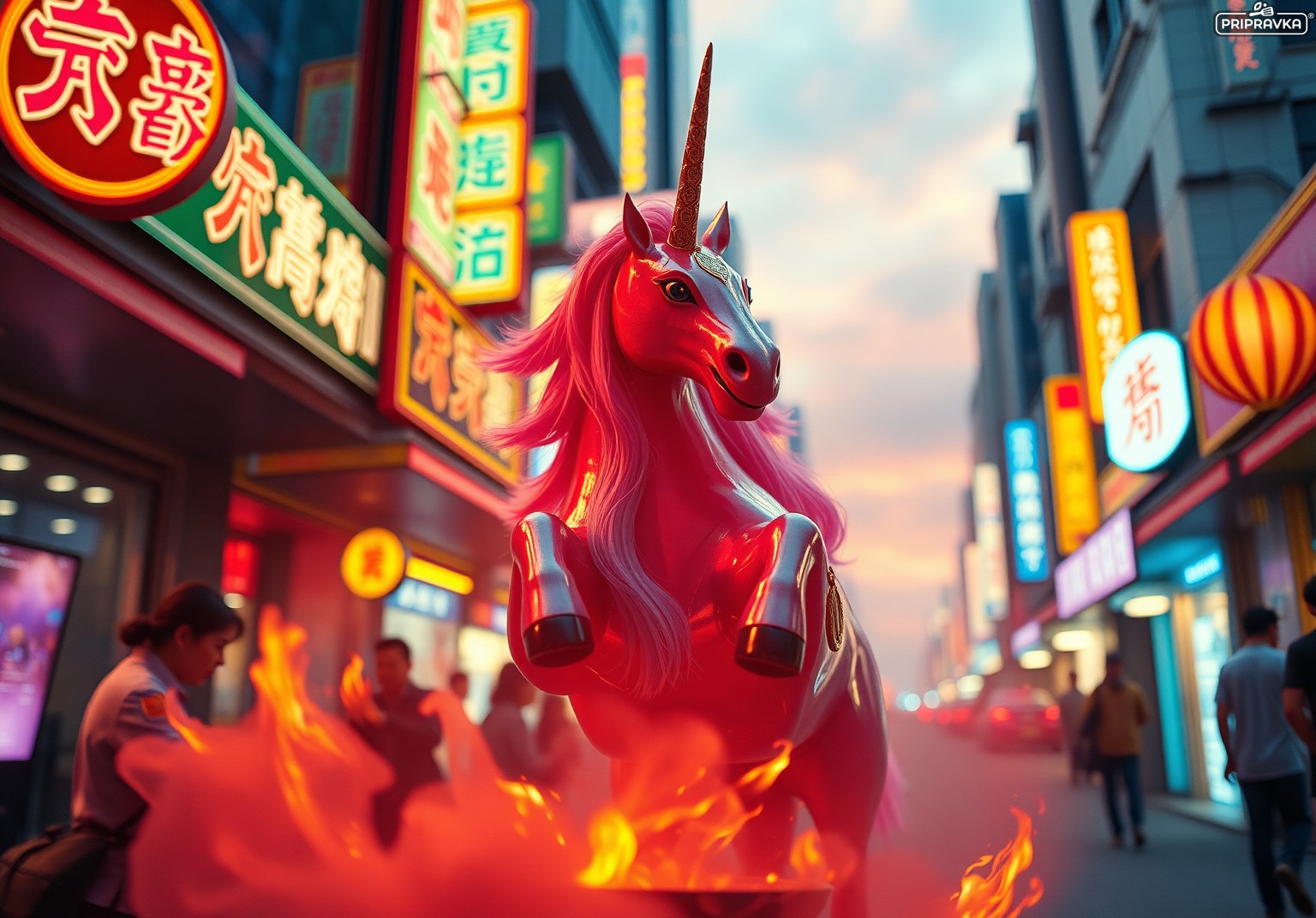 Згенеруй єдинорога який готує wok